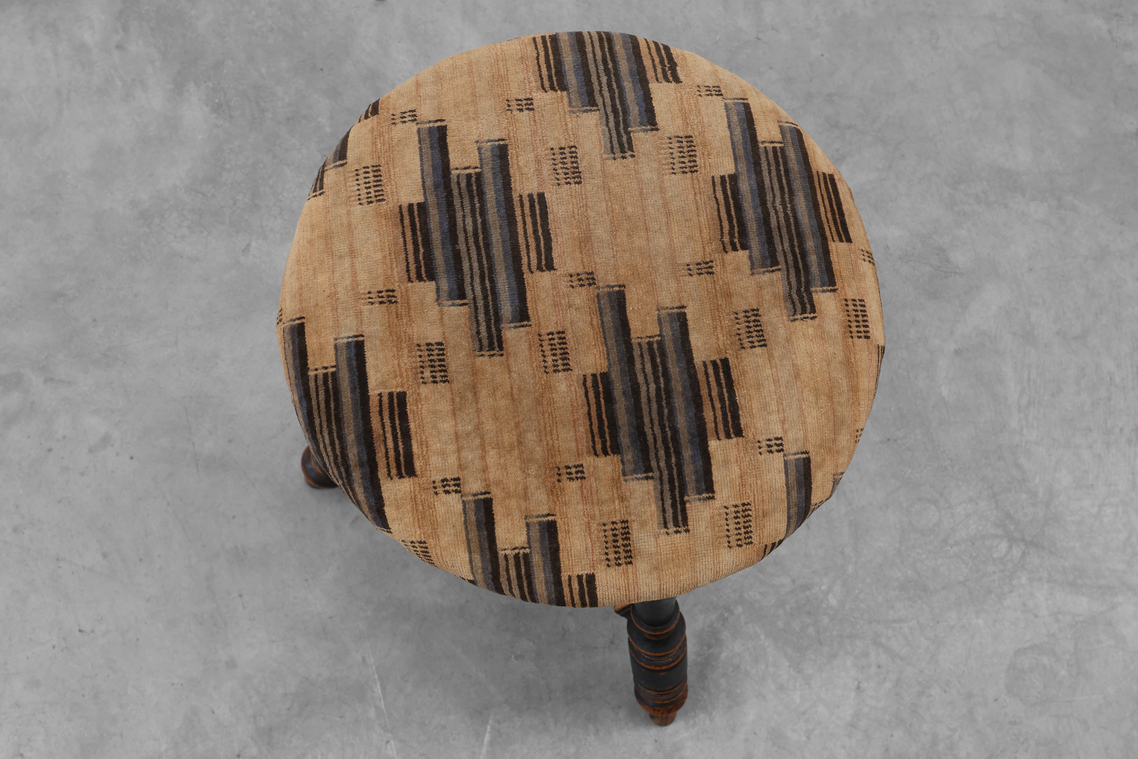 Art Deco adjustable piano stool with original upholstery, France 1920sthumbnail